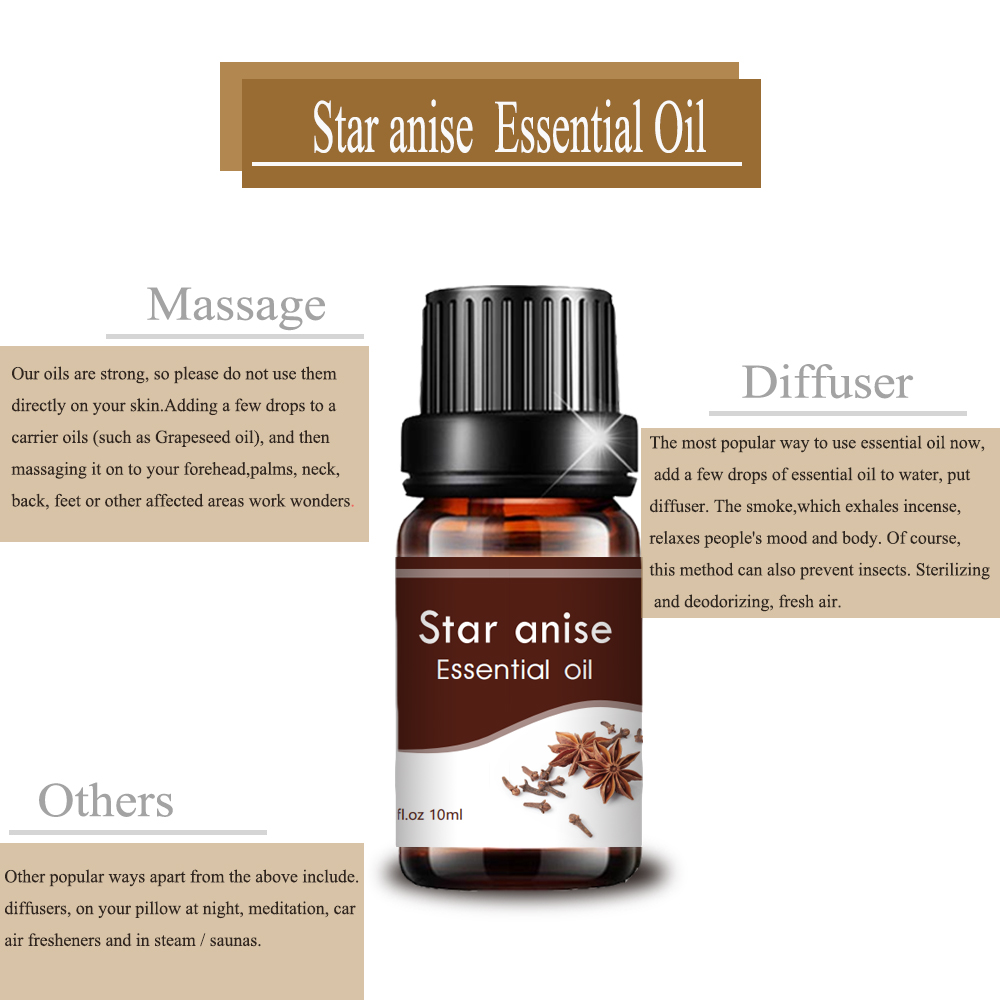 cosmetic grade 10ml private label star anise oil for aroma