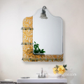 Modern Design Double Layer Gold Vanity Wall Mount Cosmetic Toilet Shelf Mirror for Bathroom
