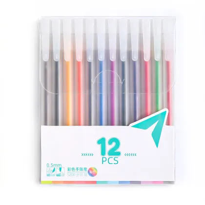 MUJI Style 0.5mm Gel Pens - 12 Colors Markers for School and Office