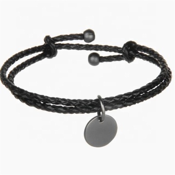 Yiwu Aceon Velle Stainless Steel Double Layer Friendship Bracelet with Adjustable Knot and Customizable Disc Charm