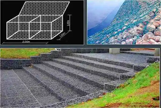 Jaula de gavion hexagonal recubierto de plástico