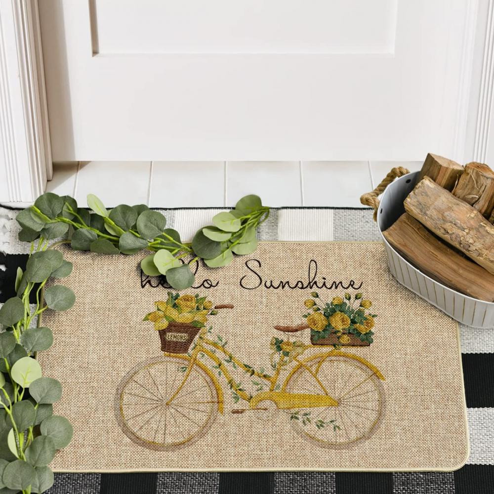 Hola Sunshine Bicycle Lemon Flower Decorative Phoormat