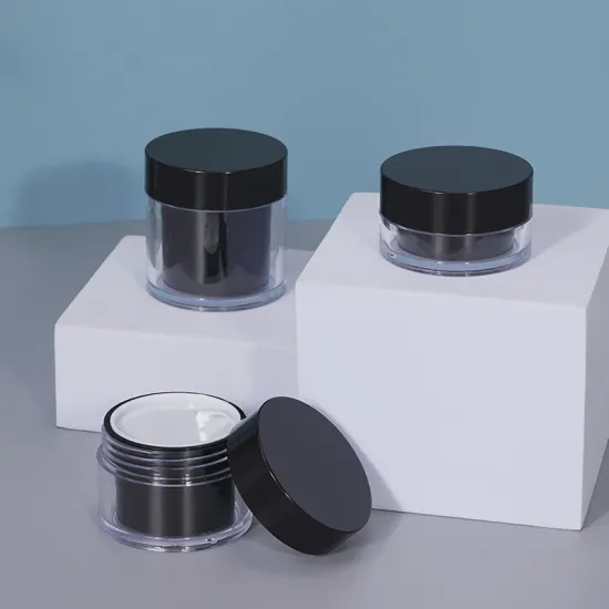 Black Double Layered Cream Jar Face Cream Bottle