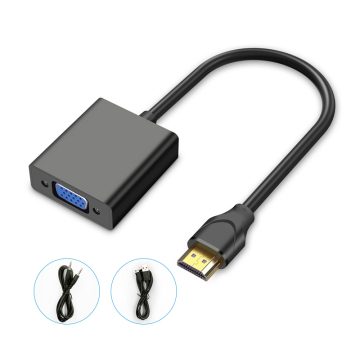 อะแดปเตอร์ HDMI ถึง VGA Converter ที่มีเสียงและแหล่งจ่ายไฟ