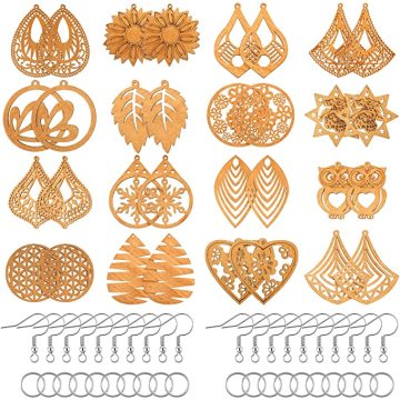 Wooden Dangle Earring Making Kit Drop Earring Pendant Unfinished Earrings Wood Charms