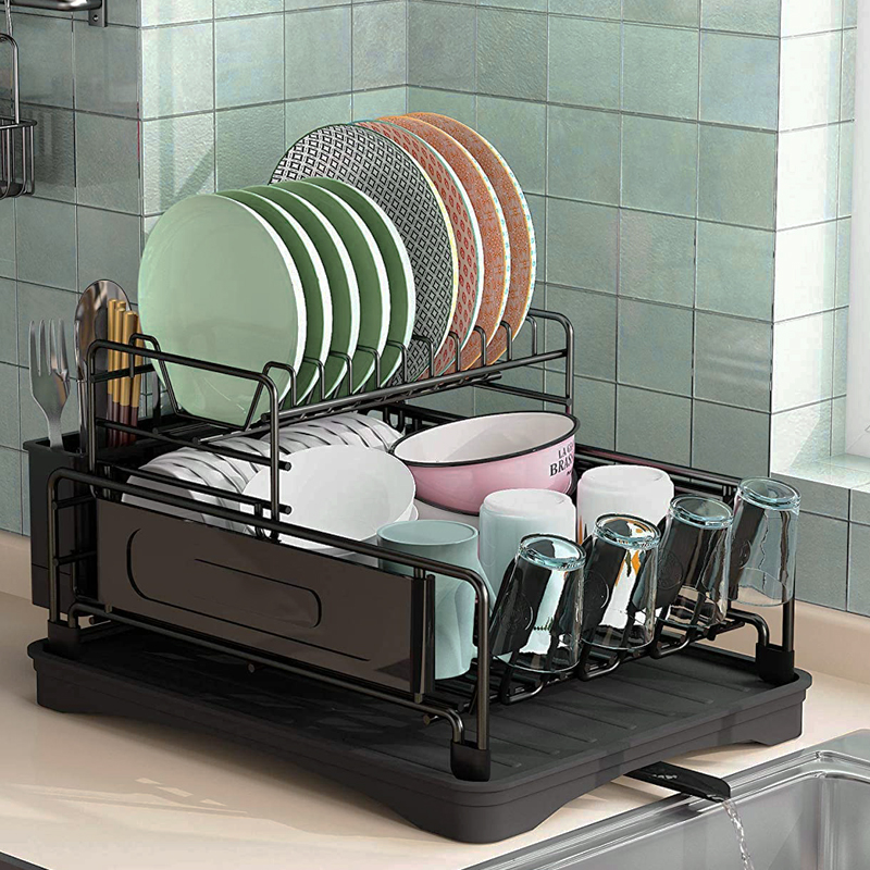 Metal Dish Rack With Draining Tray