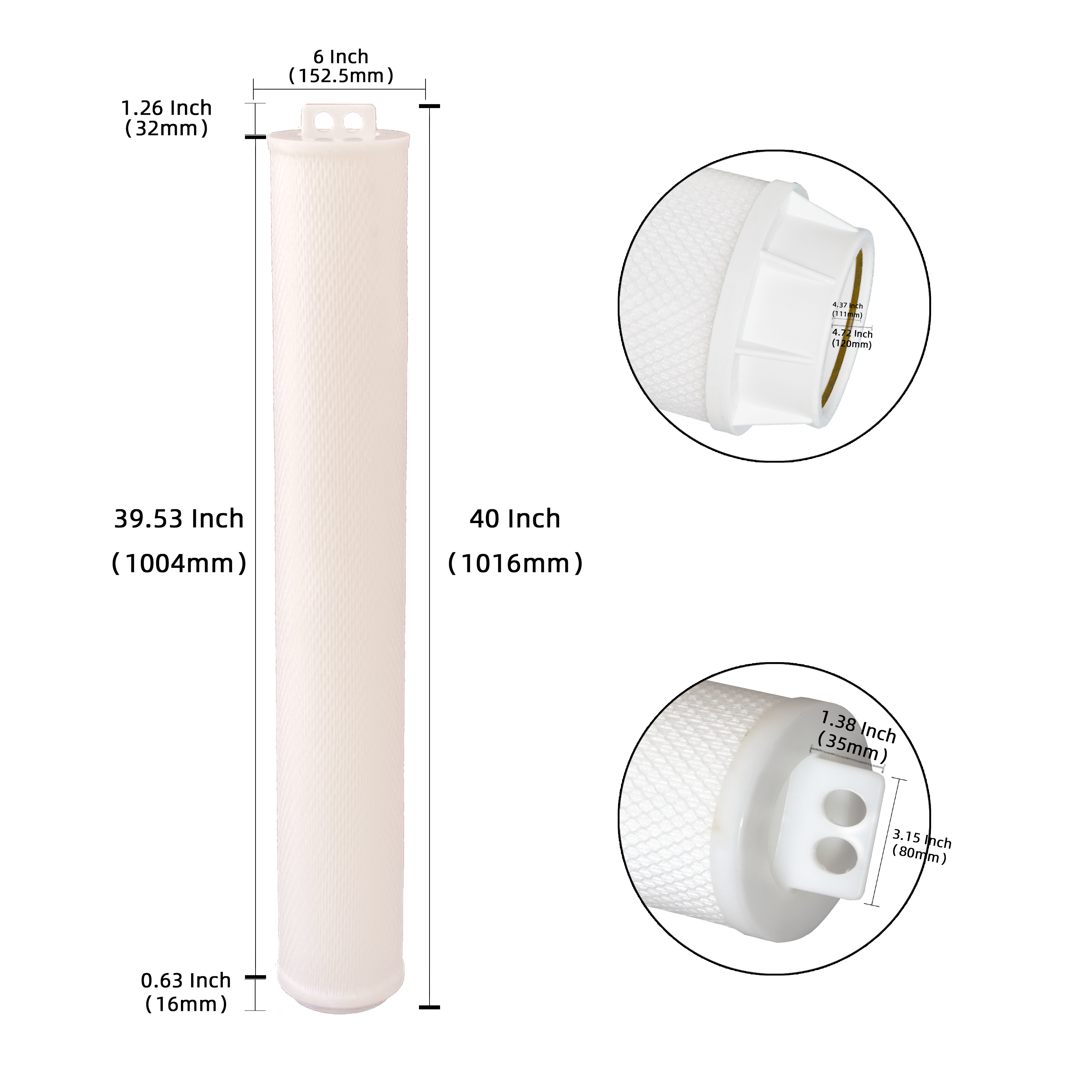 double high flow rate pleated filter cartridge detail