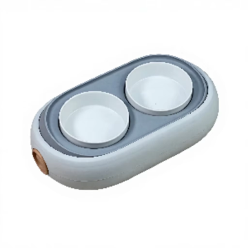 Portable 2 in 1 Pet Feeder Double Plastic Bowls Rounded Manual Feeding Set for Cats Dogs Travel
