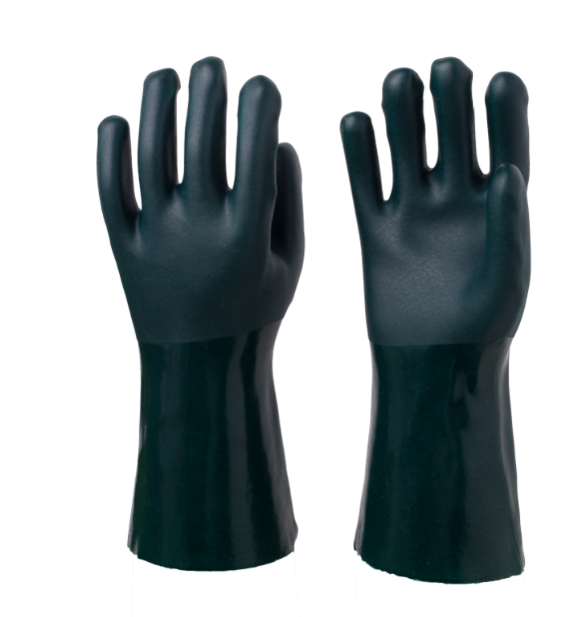 Guantes antideslizantes recubiertos de PVC verde