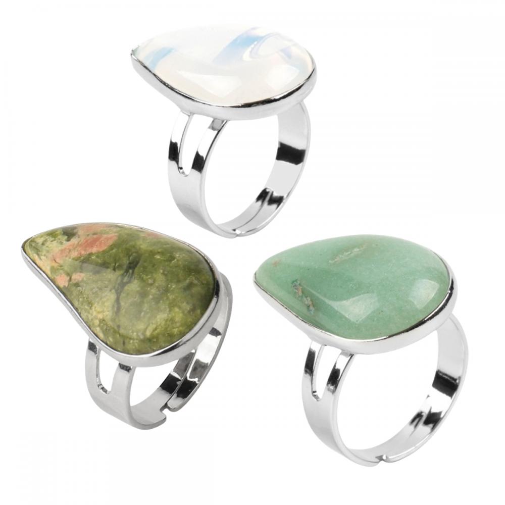 Anillos de agua de piedra natural Anillo de agua Gemstone Drop Atendable Anillo de boda de lágrima de cristal para mujeres Aniversario Cumpleaños