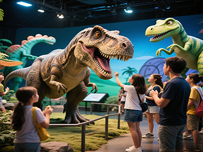 Advanced animatronic dinosaurs now engage visitors through AI-powered interactions