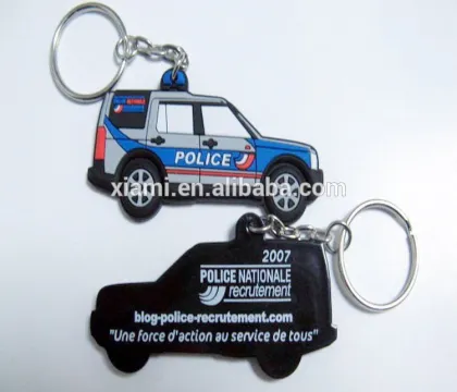 new arrival cute little car shape embossing soft pvc cool keyring