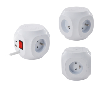 French Design Fast Wireless Charging Cube with USB A+C Ports and Illuminated Switch