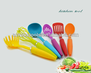 colorful nylon kitchen tool set with egg beater