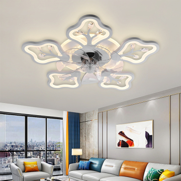 High Efficiency LED Chandelier: Remote Control High Lumen Flush Mount Ceiling Fan Light for Living Rooms