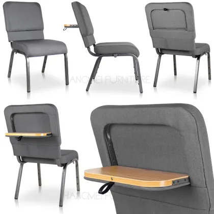 Used Foldable Desk and Padded Stackable South Korean Church Chair