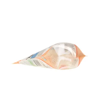 Laminated plastic snack bag standing with zipper