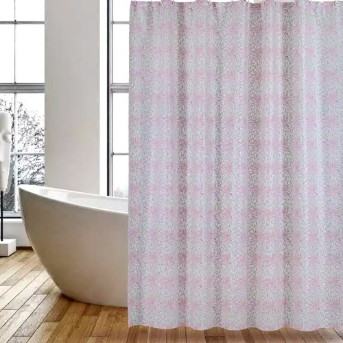 Shower Curtain PEVA Pink Leaves