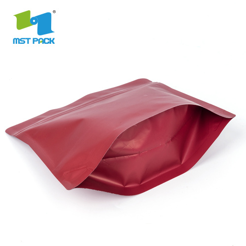 Matt plastic coffee stand up packaging bag with zipper and valve