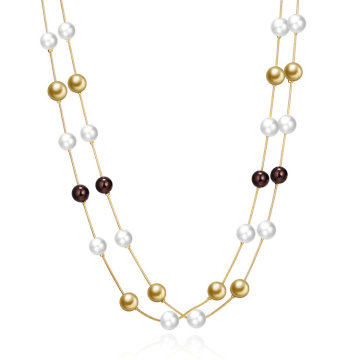 Jenia Fashionable Double Bead Necklace With Gold Plated Lady Necklace