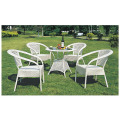 Rund Glass Outdoor Fritid Rattan Dining Set