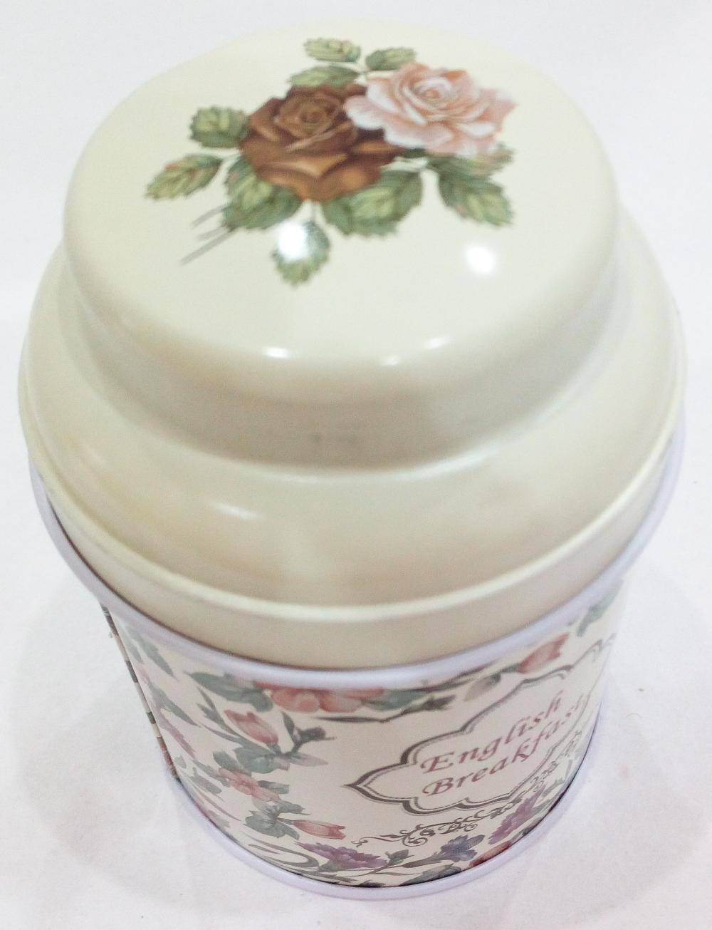 Beige Floral Tea Tin Can