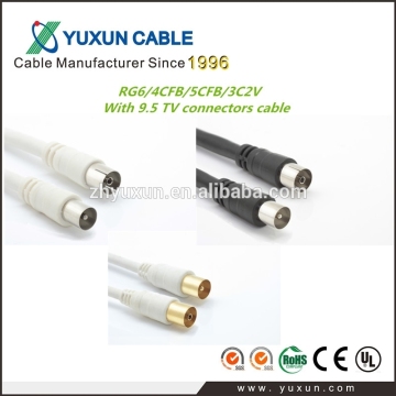 China manufacturer 75ohm RG6 tv antenna cable with 9.5mm TV IEC plug