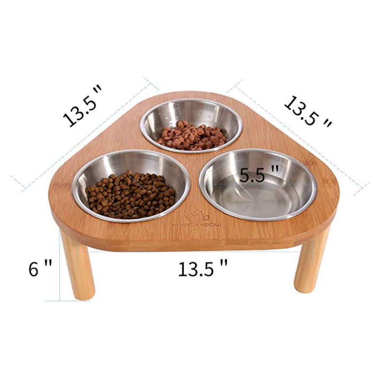 Bamboo Stand Pet Cat Dining Table