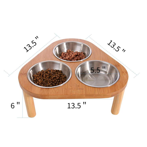 Bamboo Stand Pet Cat Dining Table