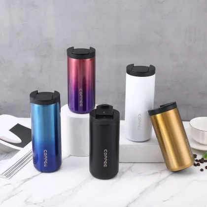 Portable thermos cup, straw coffee cup
