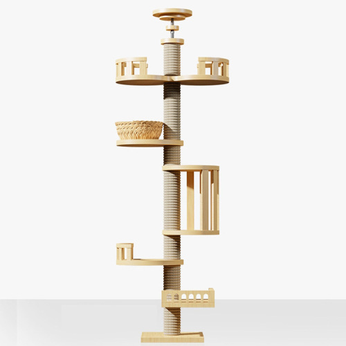 Adjustable Height Luxury Cat Tower Scratching Post Wooden