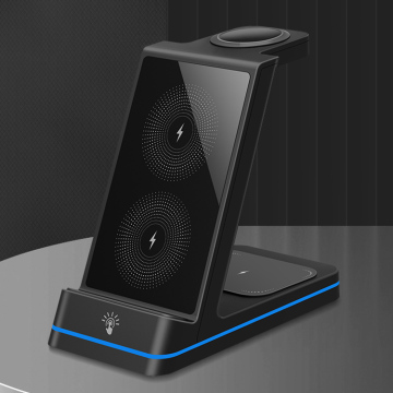 Tragbarer 3-in-1 15W Qi schneller drahtloser Ladegerät für iPhone und Android