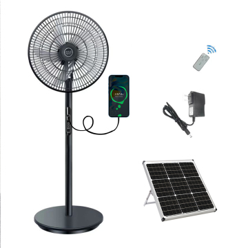 CE FCC Certified 16 Inch Solar-Powered Pedestal Fan with Remote Control and Lithium Battery
