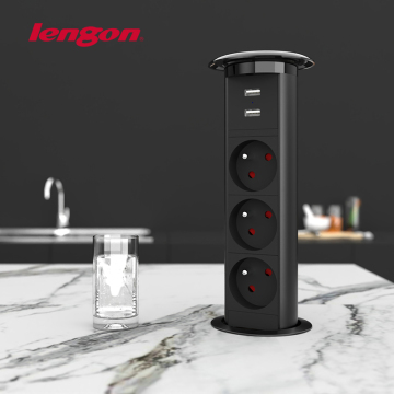 Motorized Lifting Power Strip with Multiple Sockets and USB for Kitchen and Office