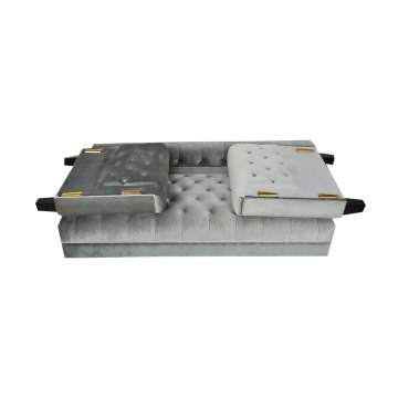 Hohe qualität Benutzerdefinierte luxuriöse lange sitzer weiche büschelige faltende graue chesterfield sofa für wohnzimmer