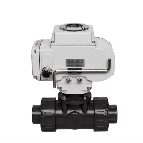 Plastic Upvc 3 Way Ball Valve Electric Actuator