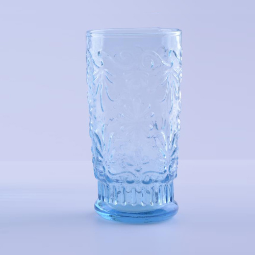 Copo e taça de vidro highball azul bebê