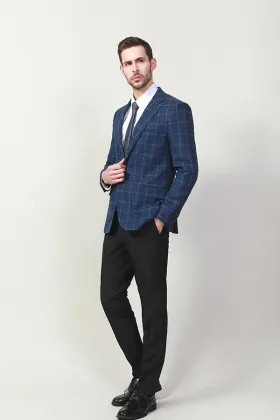 MEN'S NAVY CHECK SUIT JACKET