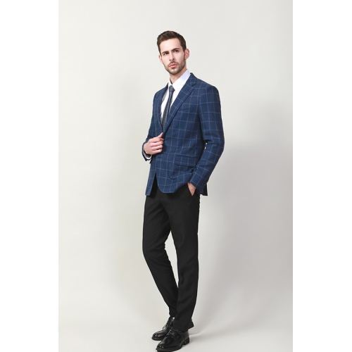 MEN'S NAVY CHECK SUIT JACKET