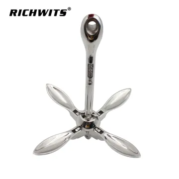 Marine stainless steel 316 sea anchor 2.5kg grapnel folding anchors kit for small boats