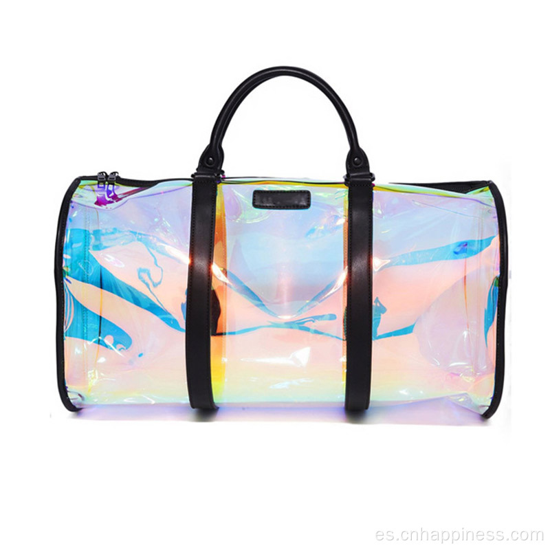 Nuevo holograma de ocio transparente playa PVC Bolsa de viaje Fashion Bolsa de almacenamiento de hombro enrollable Maggage bolso de bolso de bolso de bolso de bolsillo