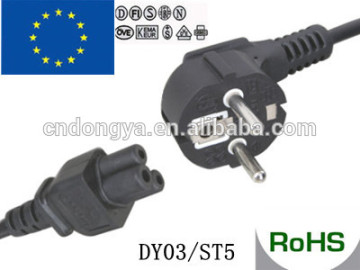 3 pin European pipe power cord VDE ac power cord clear power cord