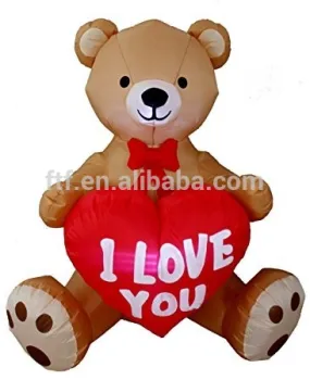 4 Foot Tall Valentine's Day Inflatable Teddy Bear with Love Heart Yard Blow Up Decoration Ballon FTF Sale
