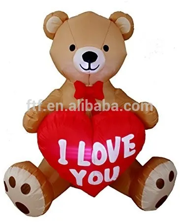 4 Foot Tall Valentine's Day Inflatable Teddy Bear with Love Heart Yard Blow Up Decoration Ballon FTF Sale