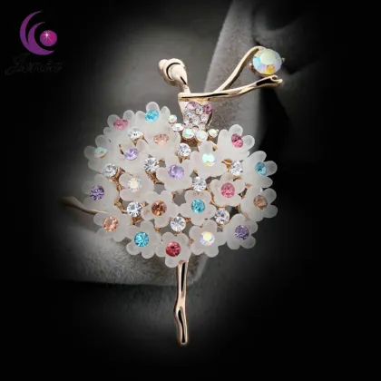 Jenia Lady Jewelry White Crystal Brooch With Fashion Design Brooch