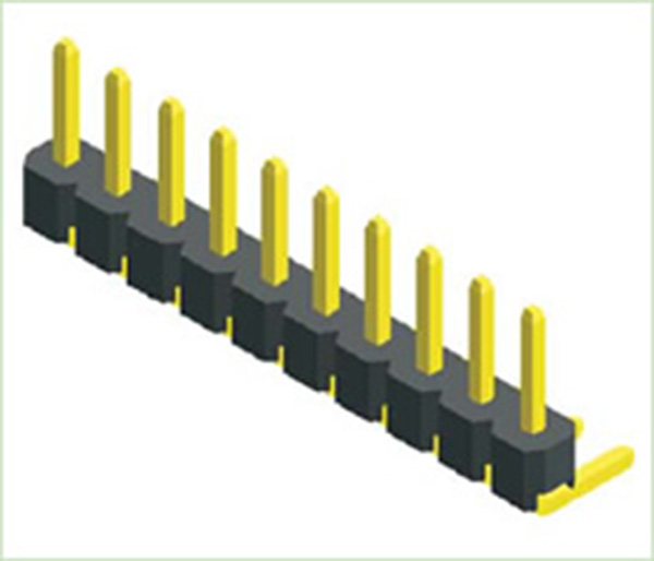 Cabeçalhos de tira de pino de ângulo de linha única de 2,0 mm