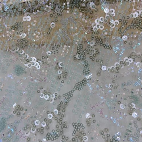 Tissu de broderie de paillettes de perles multicolores anormales