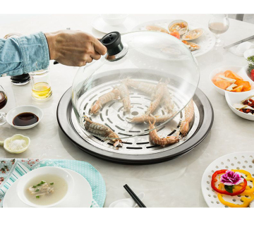 Electric Hot Pot Table for Restaurant - Steam Seafood Pot with Glass Lid
