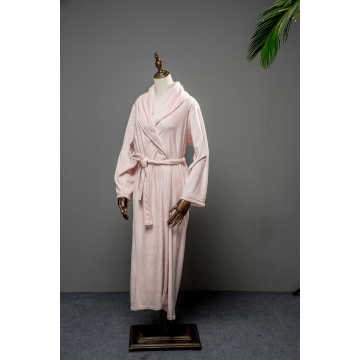 Pink waist belt island fleece long robe