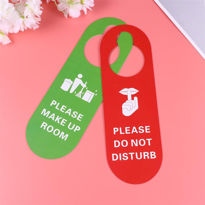 2Pcs Hanging Doorplate Double Side Hangtag No Disturbing Cleaning Door Pendant Creative Door Hanging Board Decoration 8x25cm